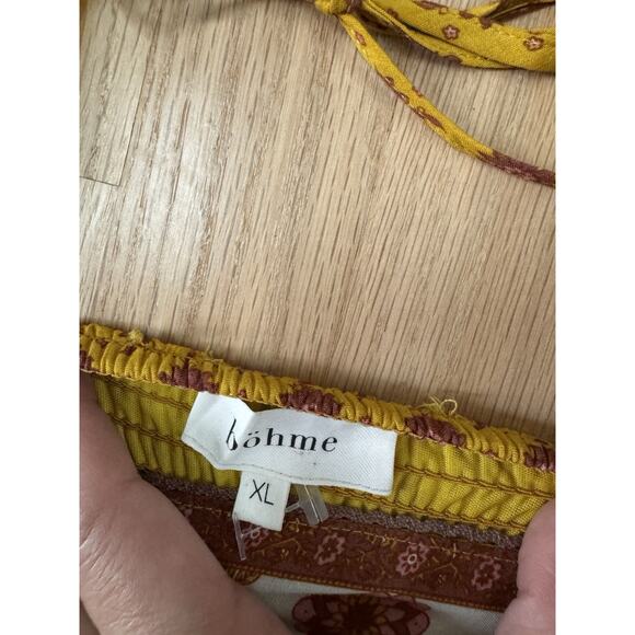 Bohme Floral Rayon Maxi Dress Women XL Yellow Boho Cottagecore Hippie Festival - Picture 8 of 11
